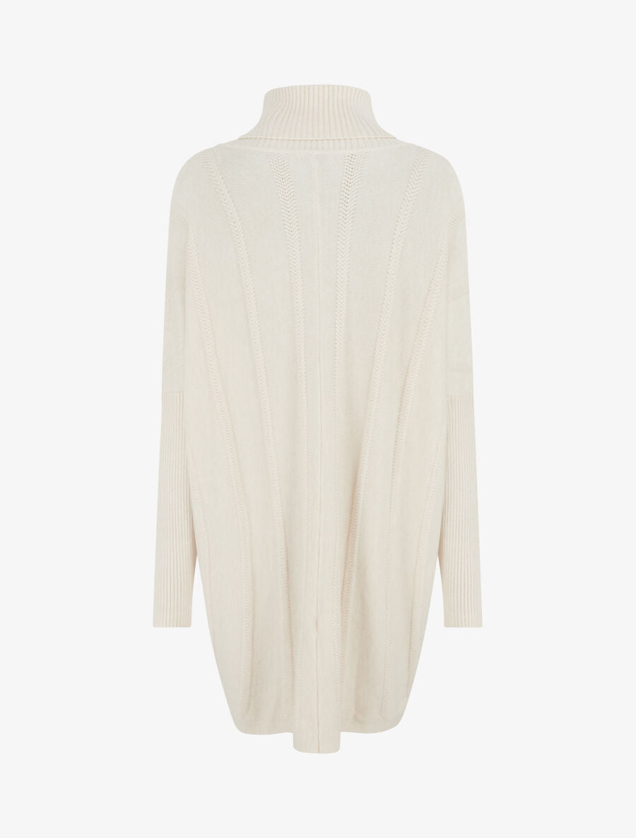 Pull long uni à col roulé - Beige - 2