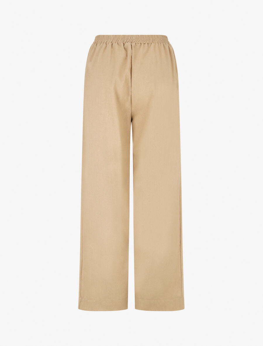 Ensemble chemise et pantalon uni effet lin - Beige - 6