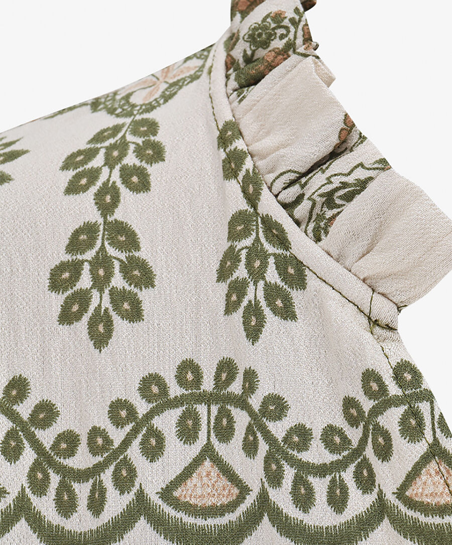 Robe longue imprimé cachemire fantaisie - Vert olive/écru - 3