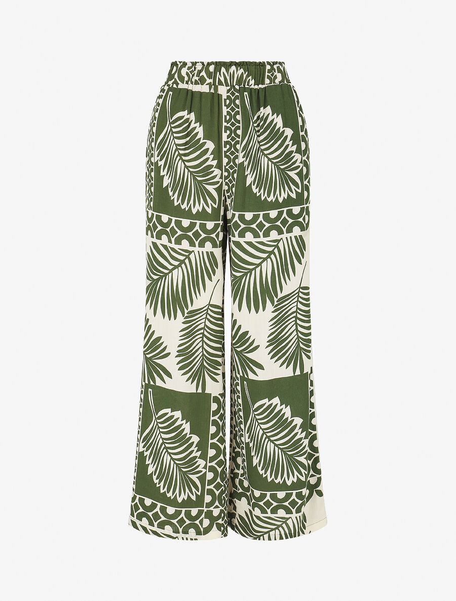 Ensemble chemise et pantalon imprimé tropical - Kaki - 6