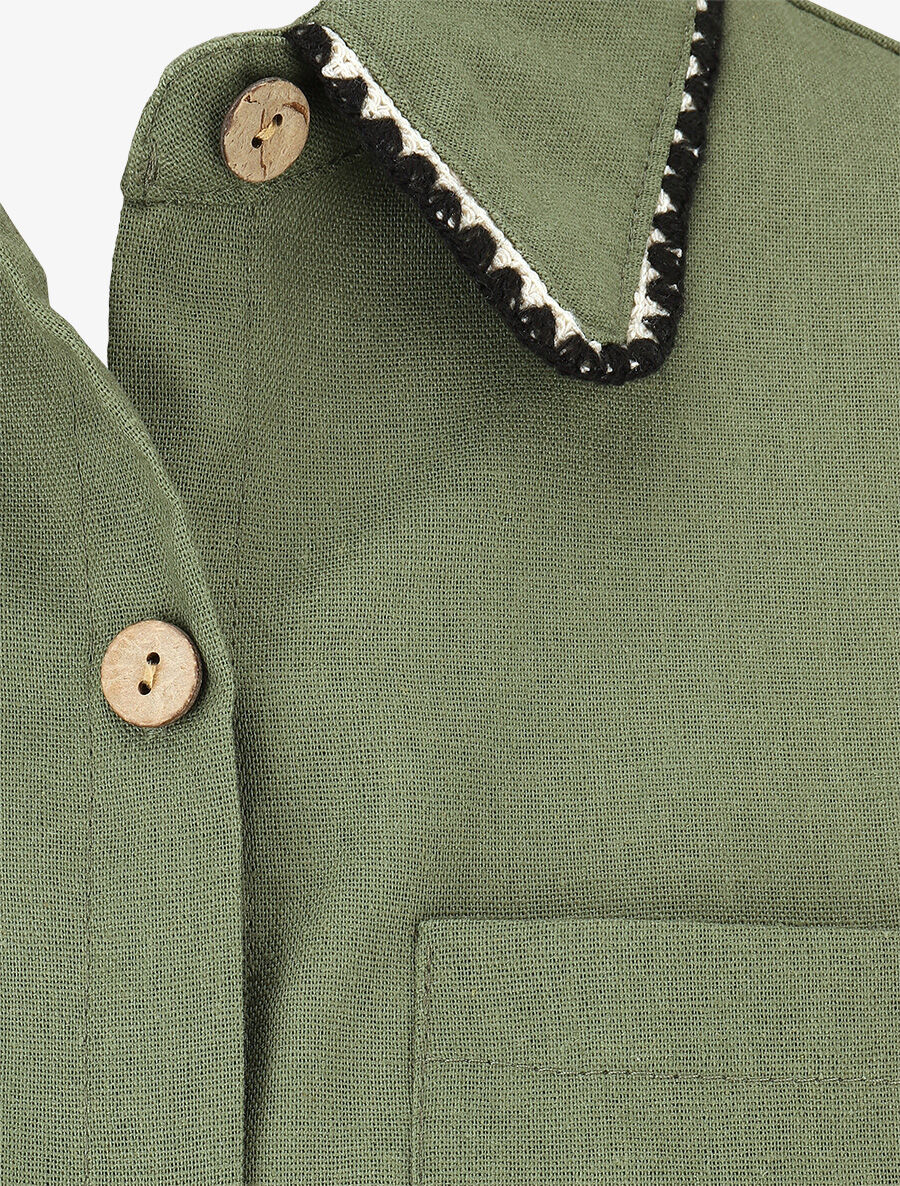 Chemise en lin sans manches à noeud - Kaki - 3