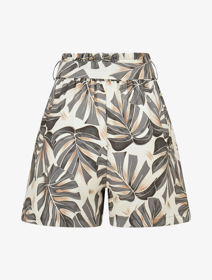 Short paper bag imprimé feuille tropicales - Gris - 2