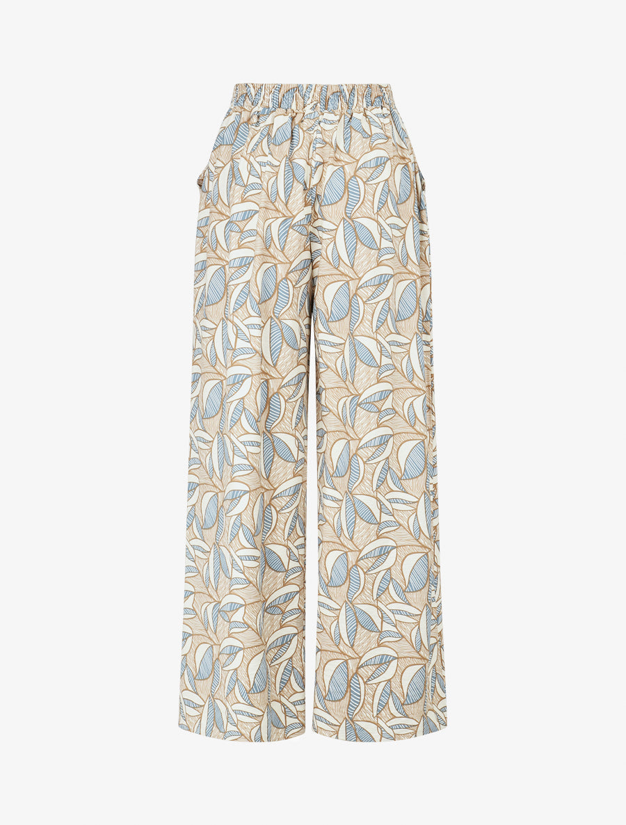 Pantalon élastiqué imprimé wax - Taupe - 2