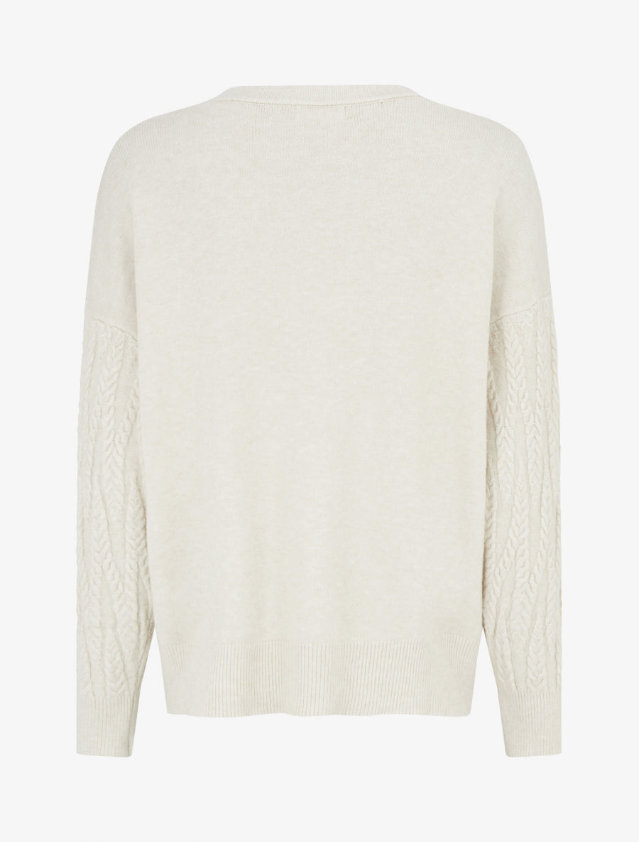 Pull en maille tressée coupe droite - Écru - 2