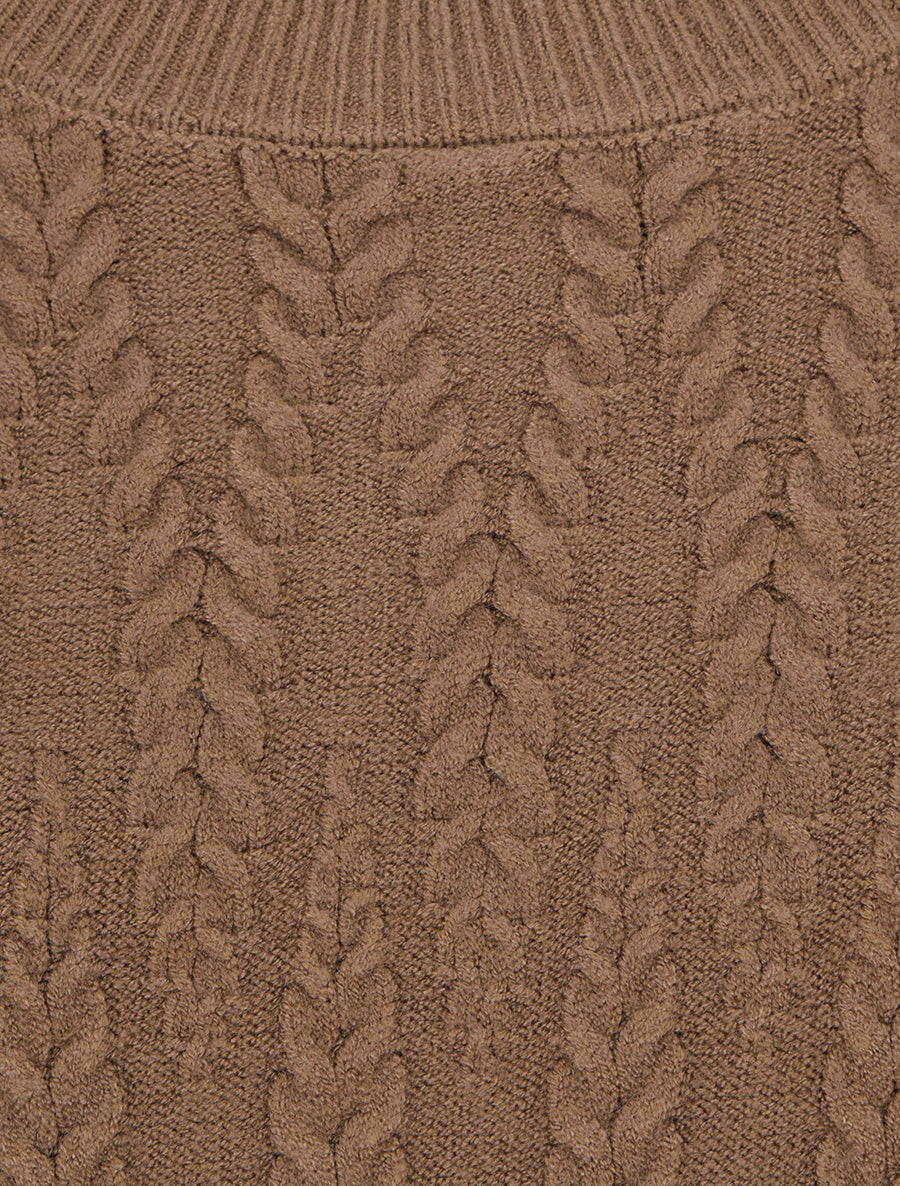 Pull en maille tressée coupe droite - Taupe - 3