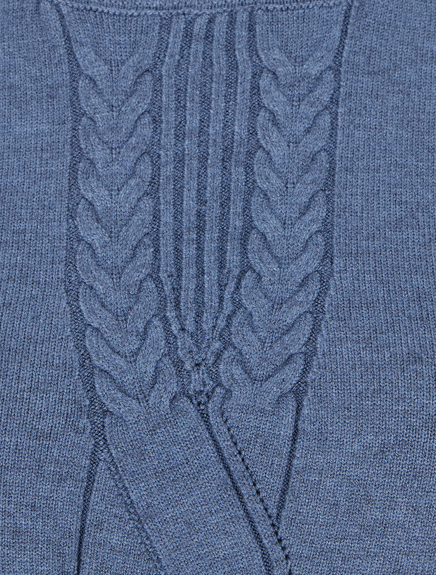Pull coupe droite effet tressé - Bleu charrette - 3