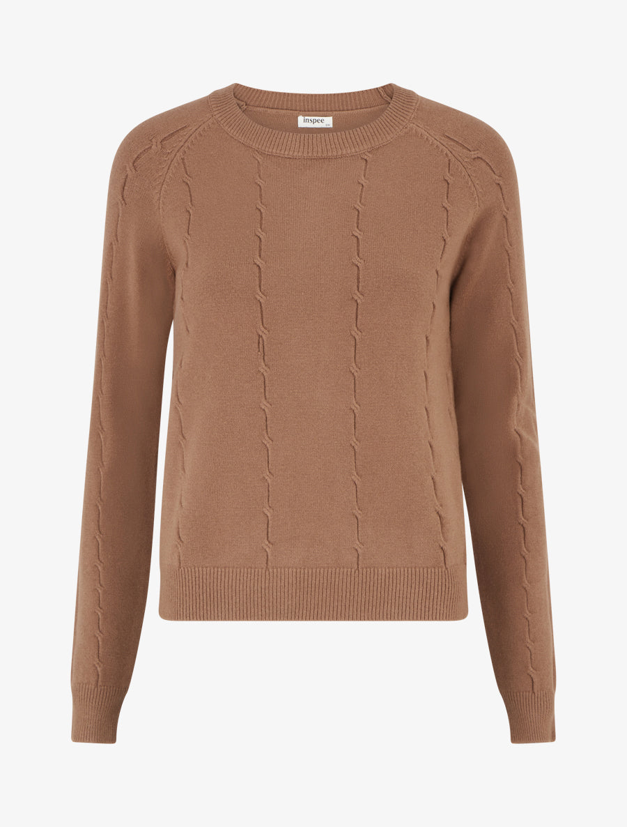 Pull en maille stylisée coupe droite - Camel - 1