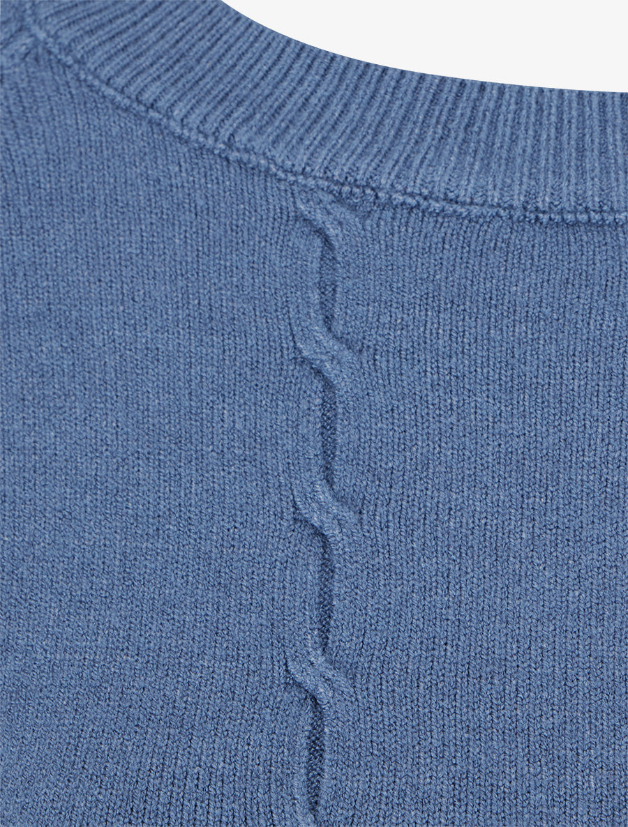 Pull en maille stylisée coupe droite - Bleu charrette - 3