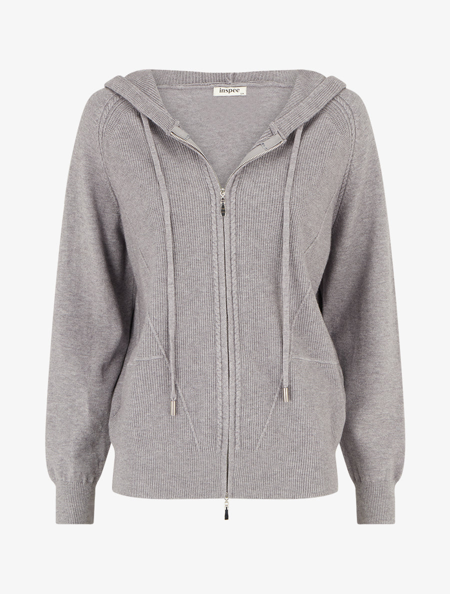 Sweat à capuche en maille - Gris - 1