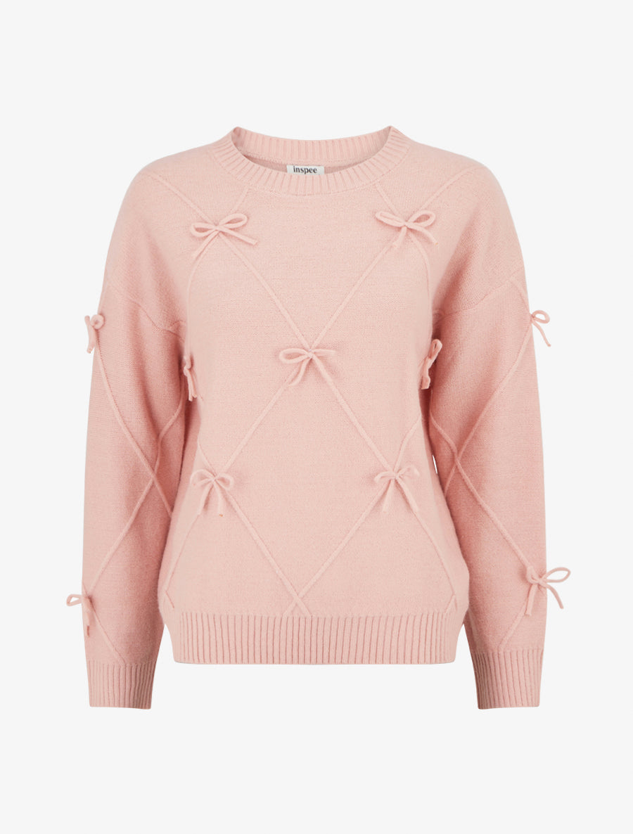 Pull uni à nœuds décoratifs - Rose - 1