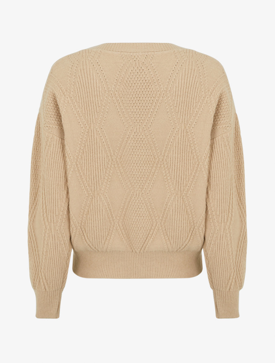Pull uni en maille texturée - Taupe - 2