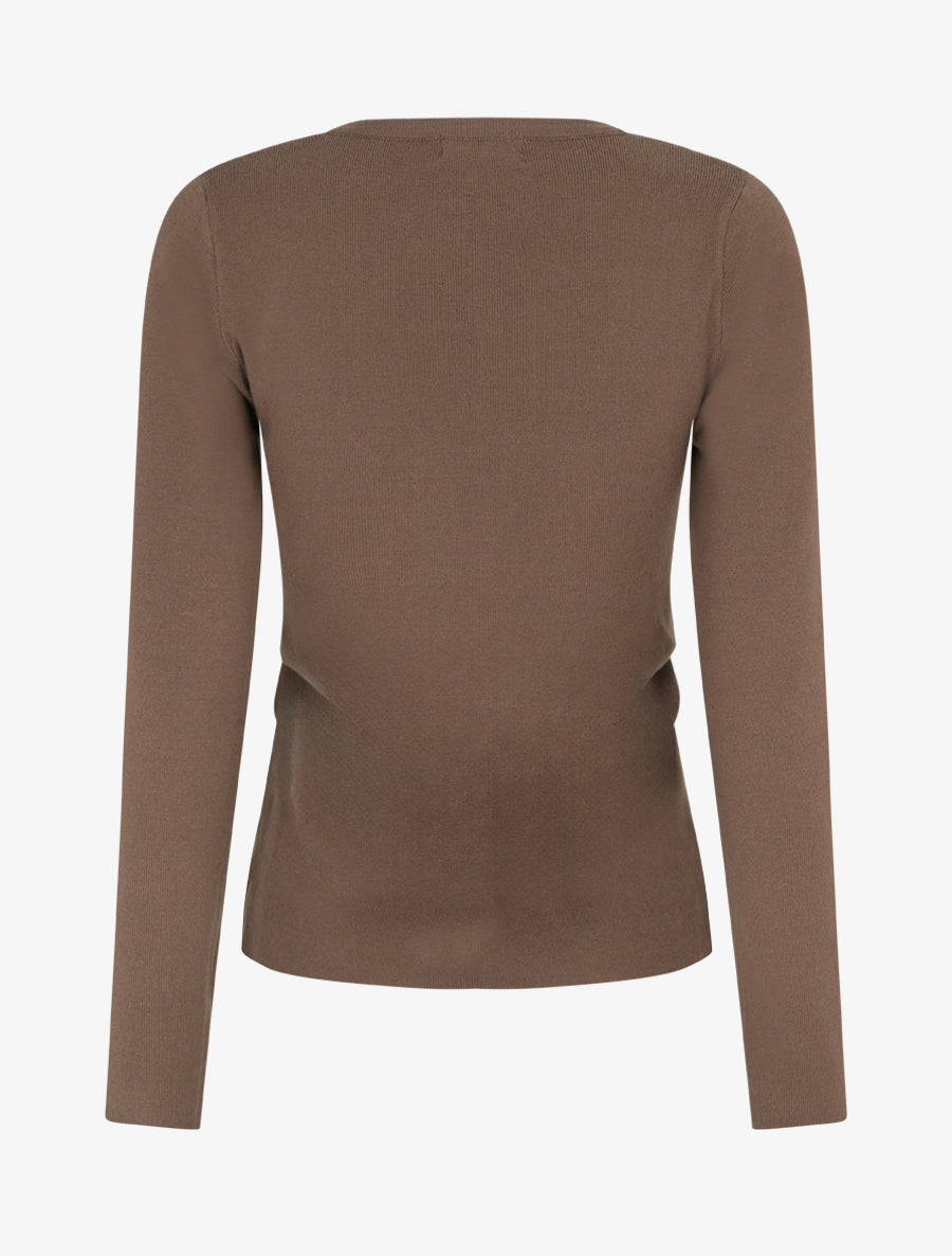 Pull asymétrique à empiècement bijou M - Marron - 2