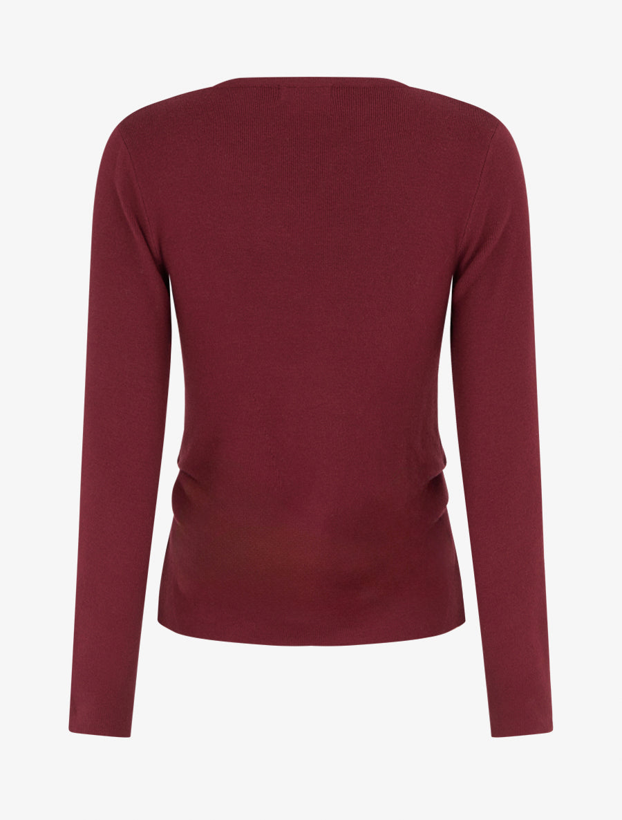 Pull asymétrique à empiècement bijou M - Bordeaux - 2