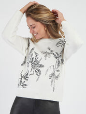 Pullover mit Fantasiemuster - Weiß