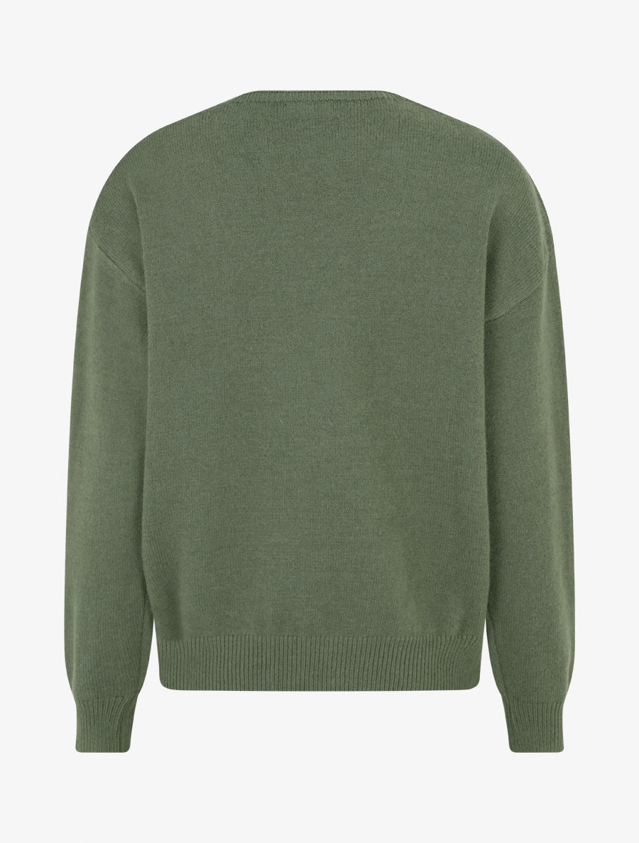 Pull droit à fleurs brodées - Kaki - 2