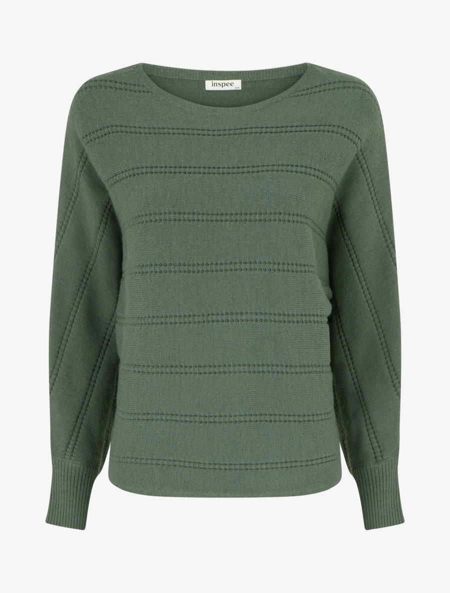 Pull uni à col rond - Kaki - 1