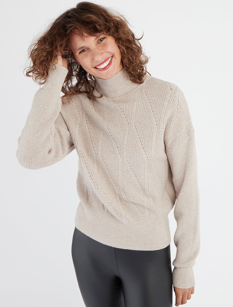 Einfarbiger Rollkragenpullover - Maulwurf