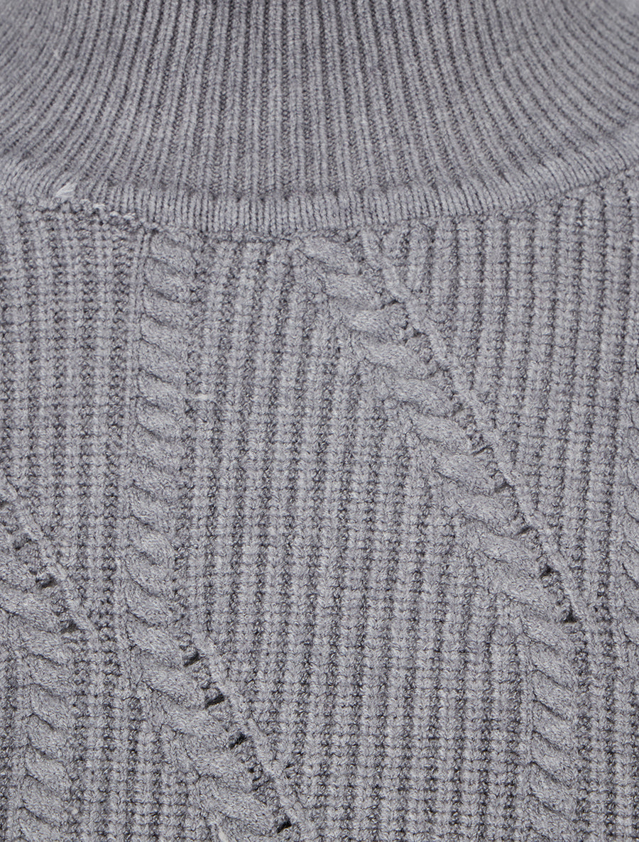 Pull uni à col montant - Gris - 3