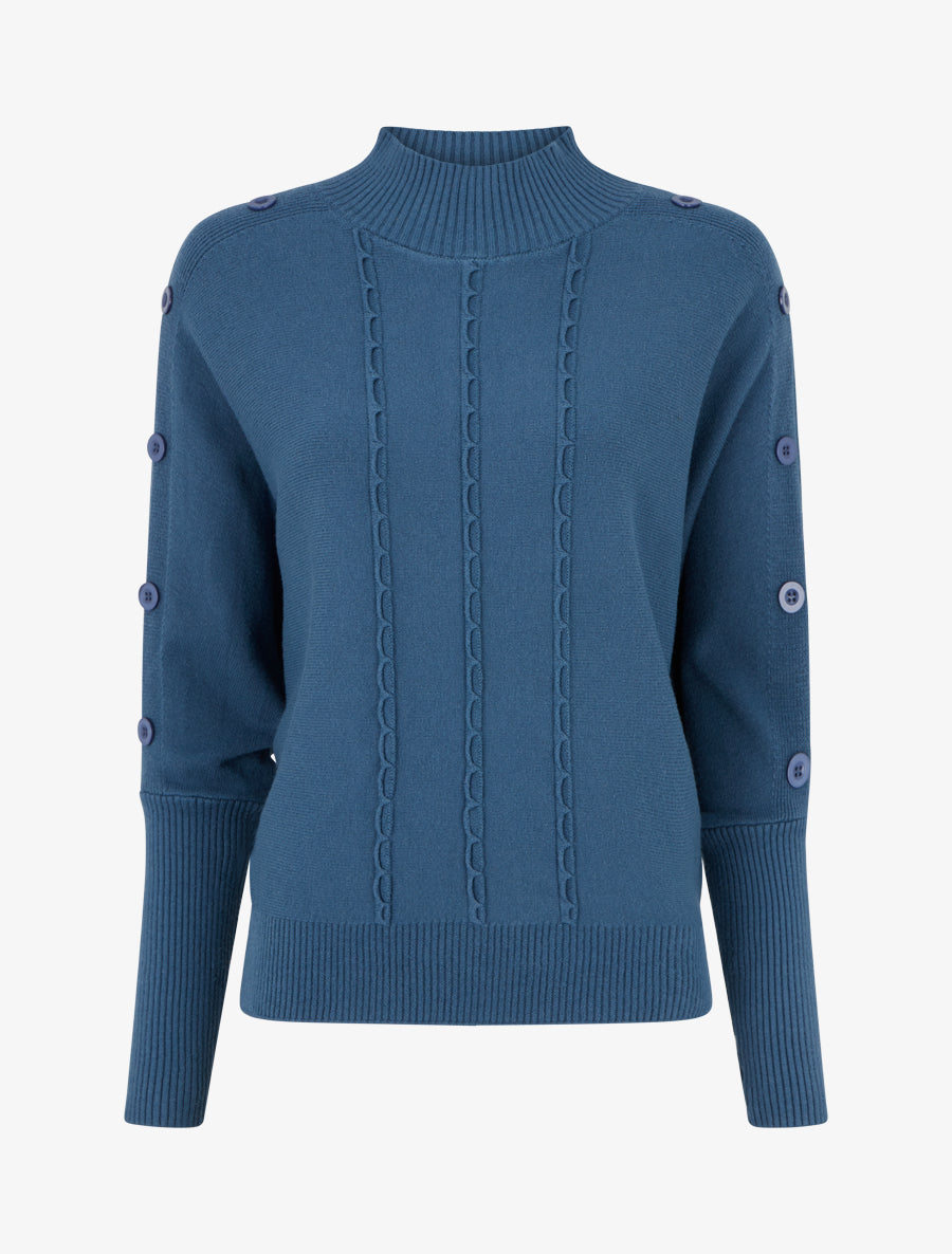 Pull droit à manches longues chauve-souris - Bleu - 1