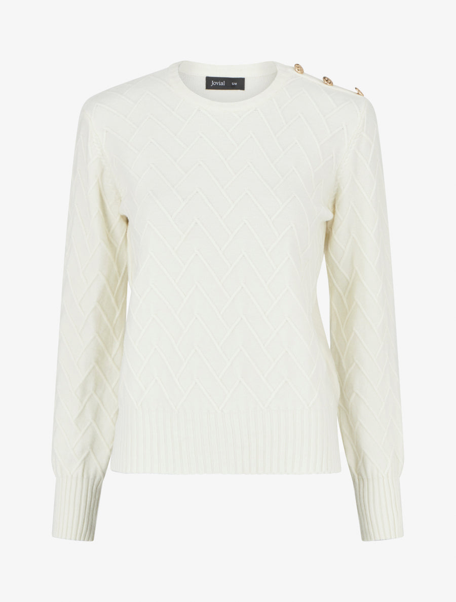Pull droit en maille fantaisie - Blanc - 1