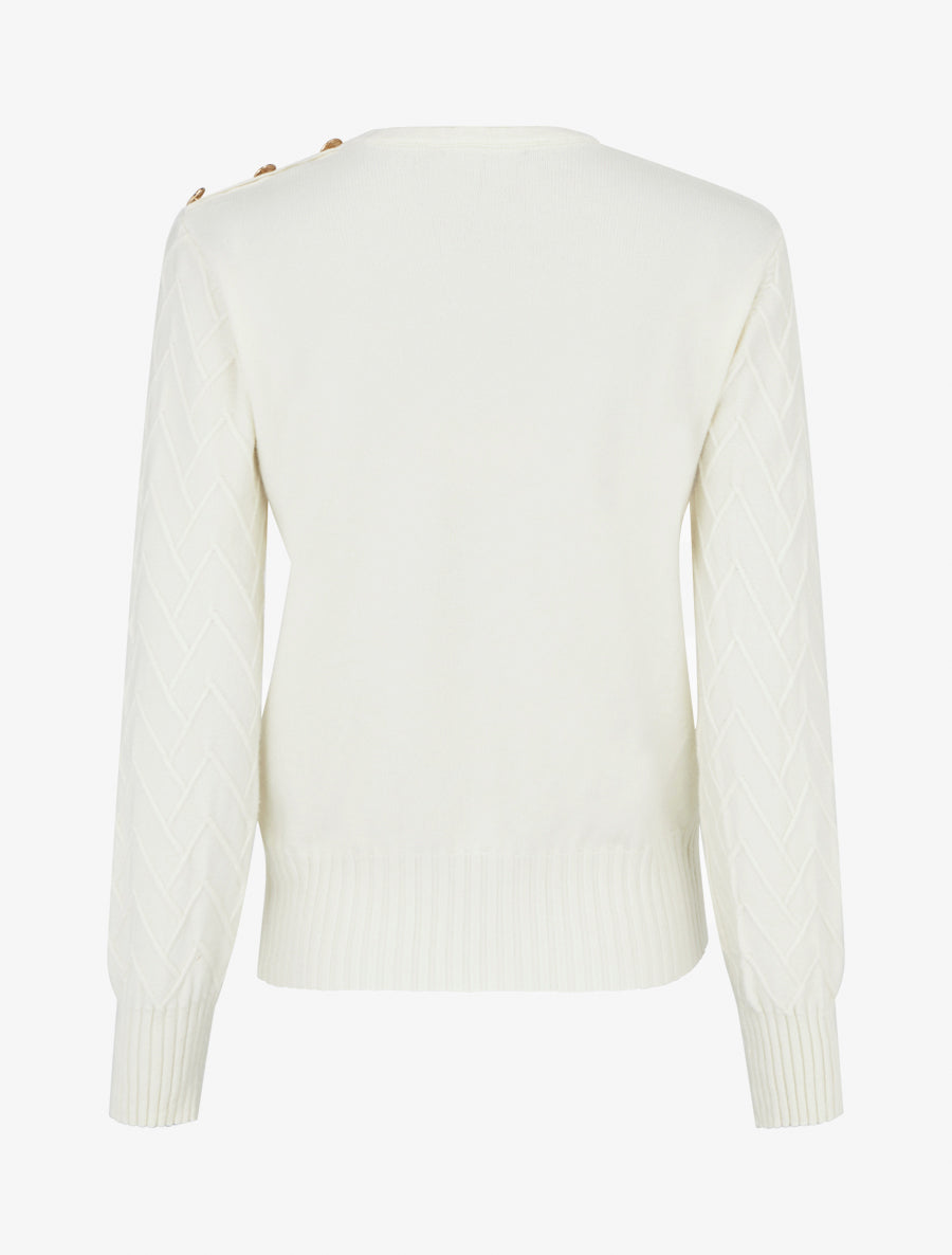 Pull droit en maille fantaisie - Blanc - 2