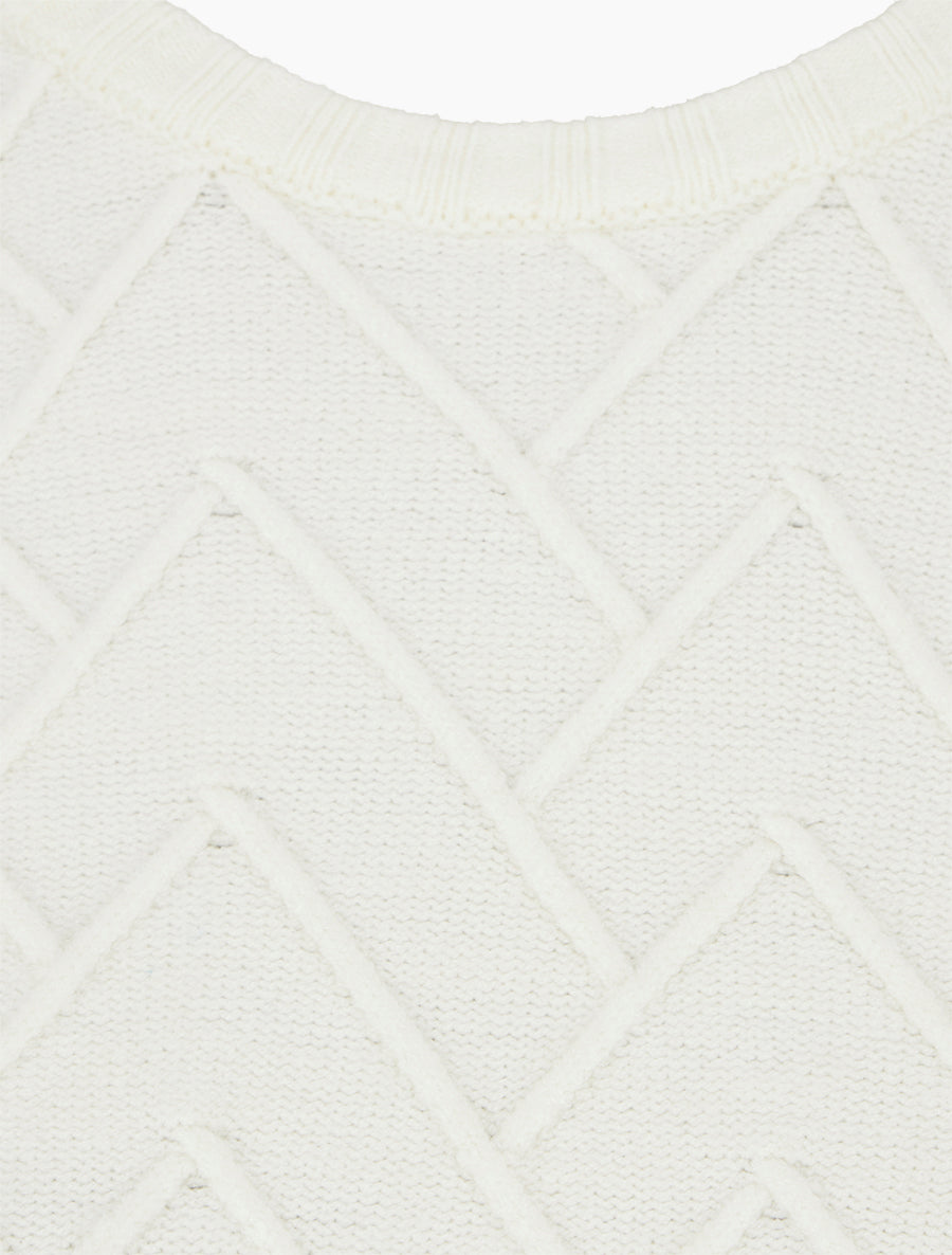 Pull droit en maille fantaisie - Blanc - 3