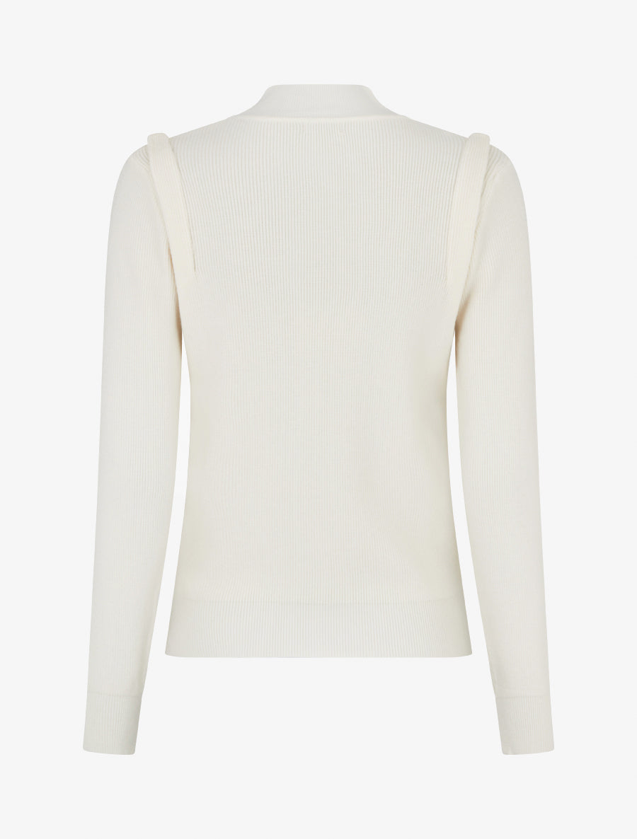 Pull uni à boutons décoratifs - Crème - 2