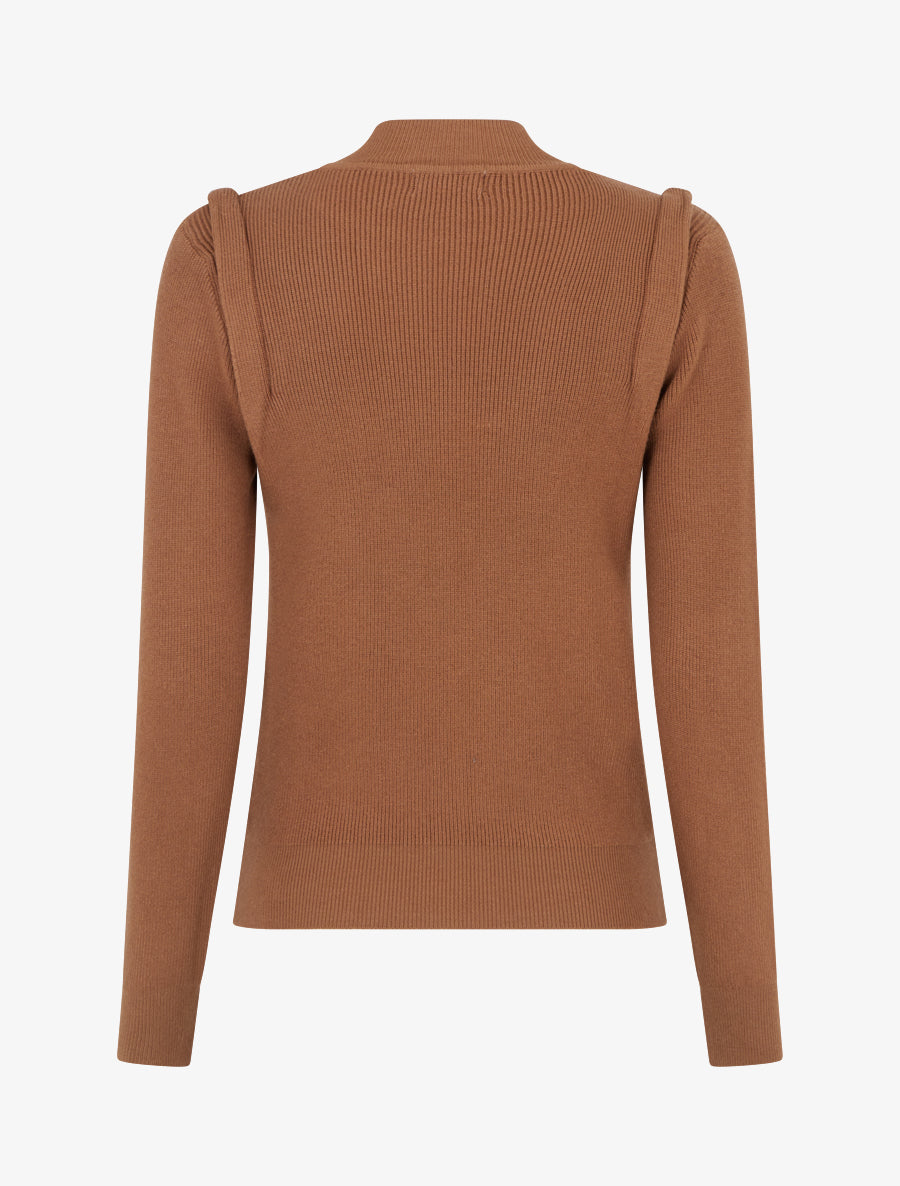 Pull uni à boutons décoratifs - Camel - 2