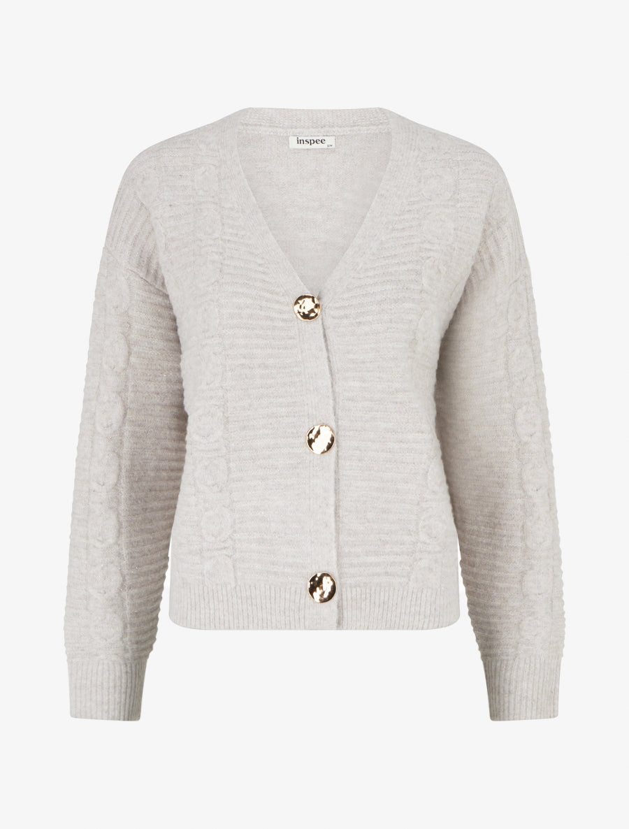 Gilet irisé à boutons métalliques - Beige - 1