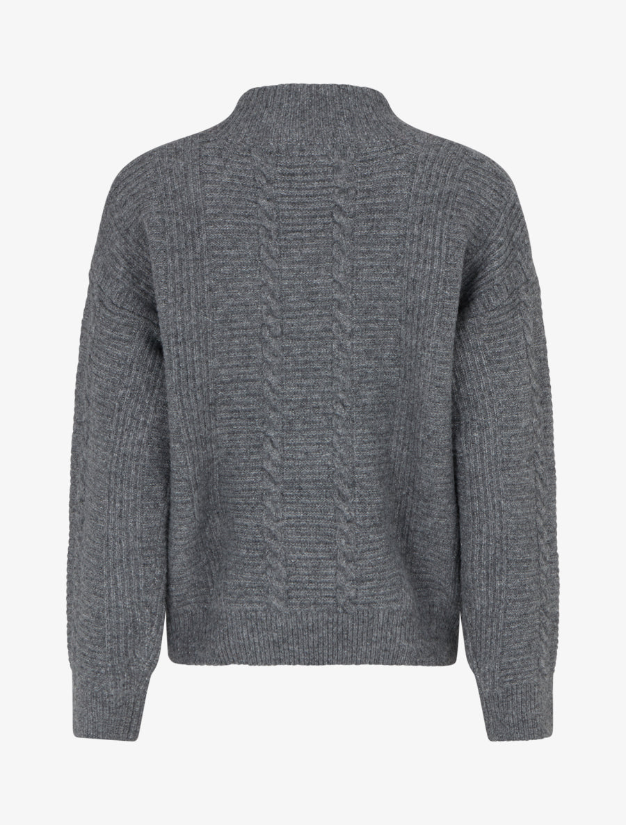 Pull uni texturé en maille - Gris - 2