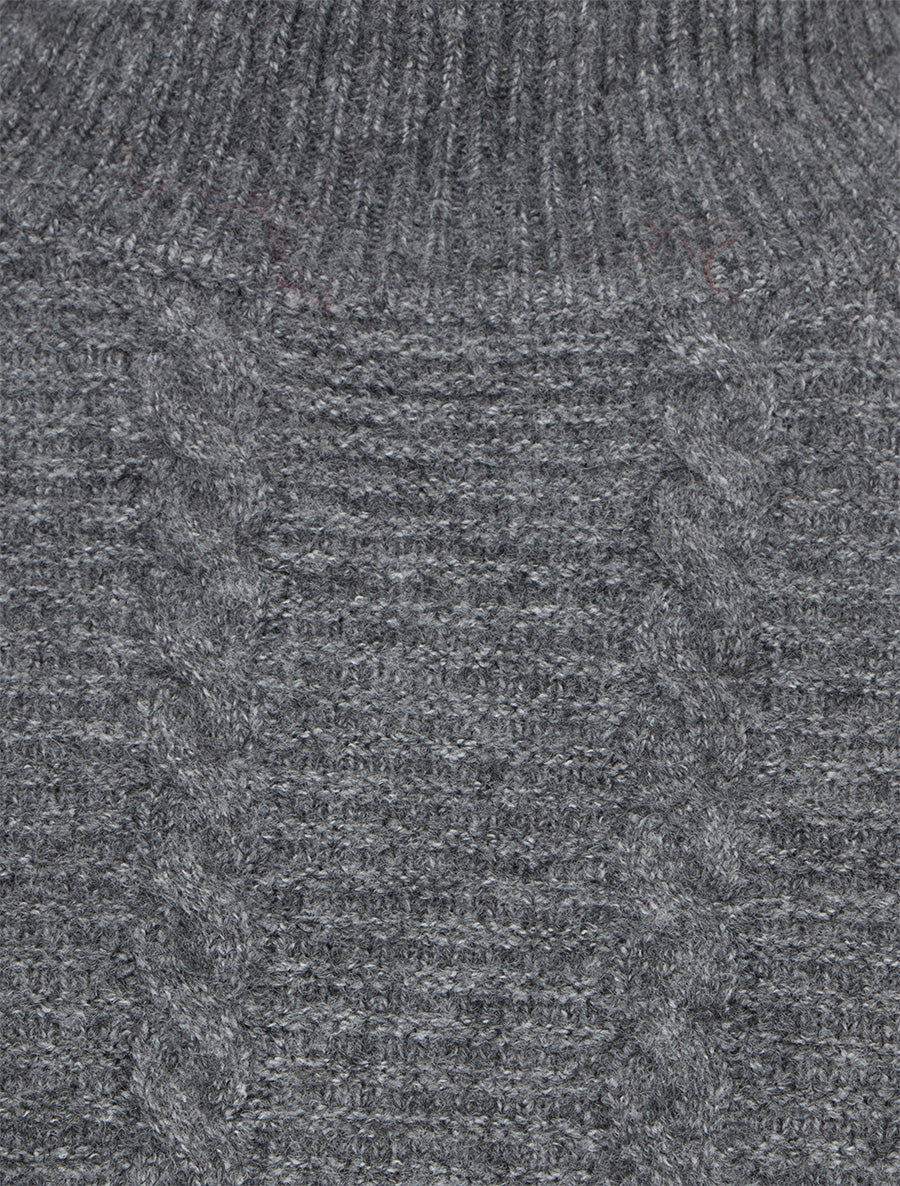 Pull uni texturé en maille - Gris - 3