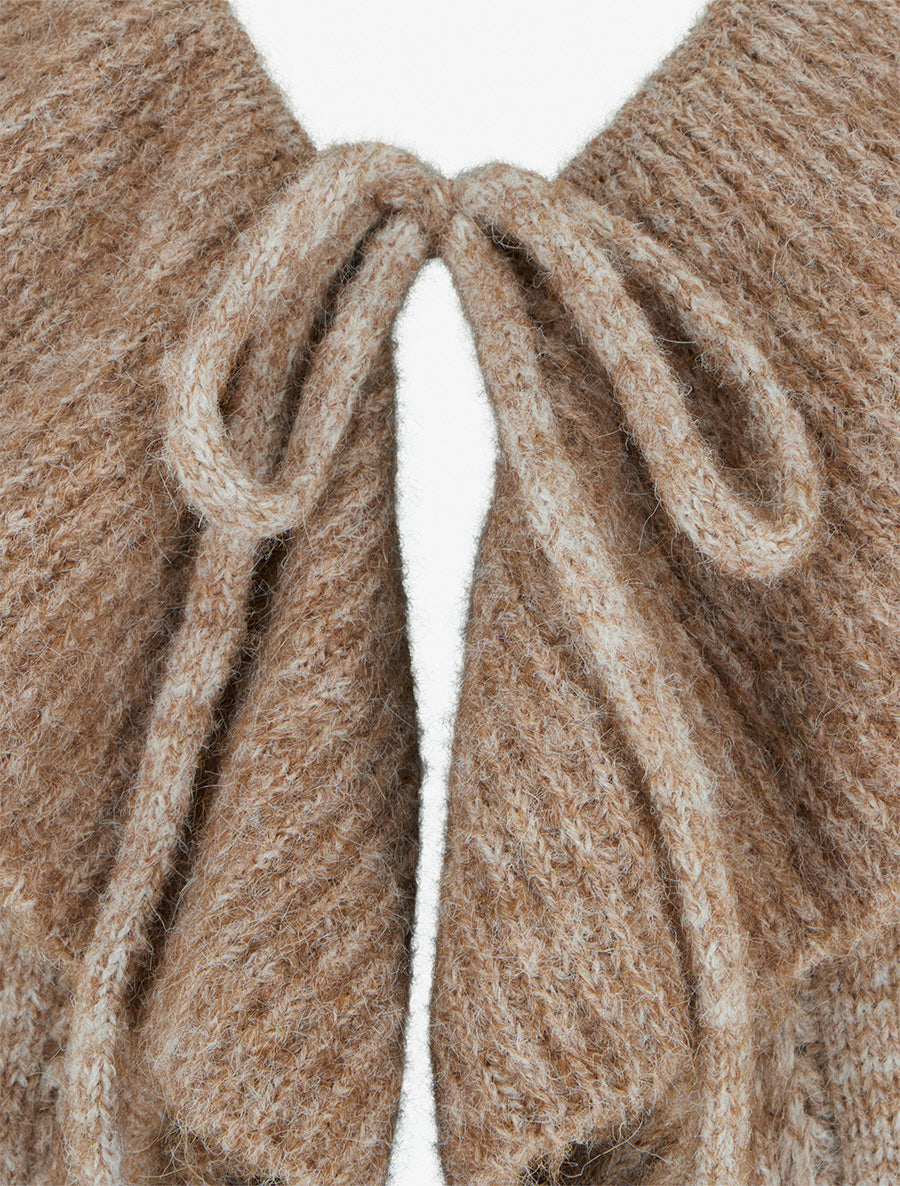Gilet uni en maille - Camel - 3