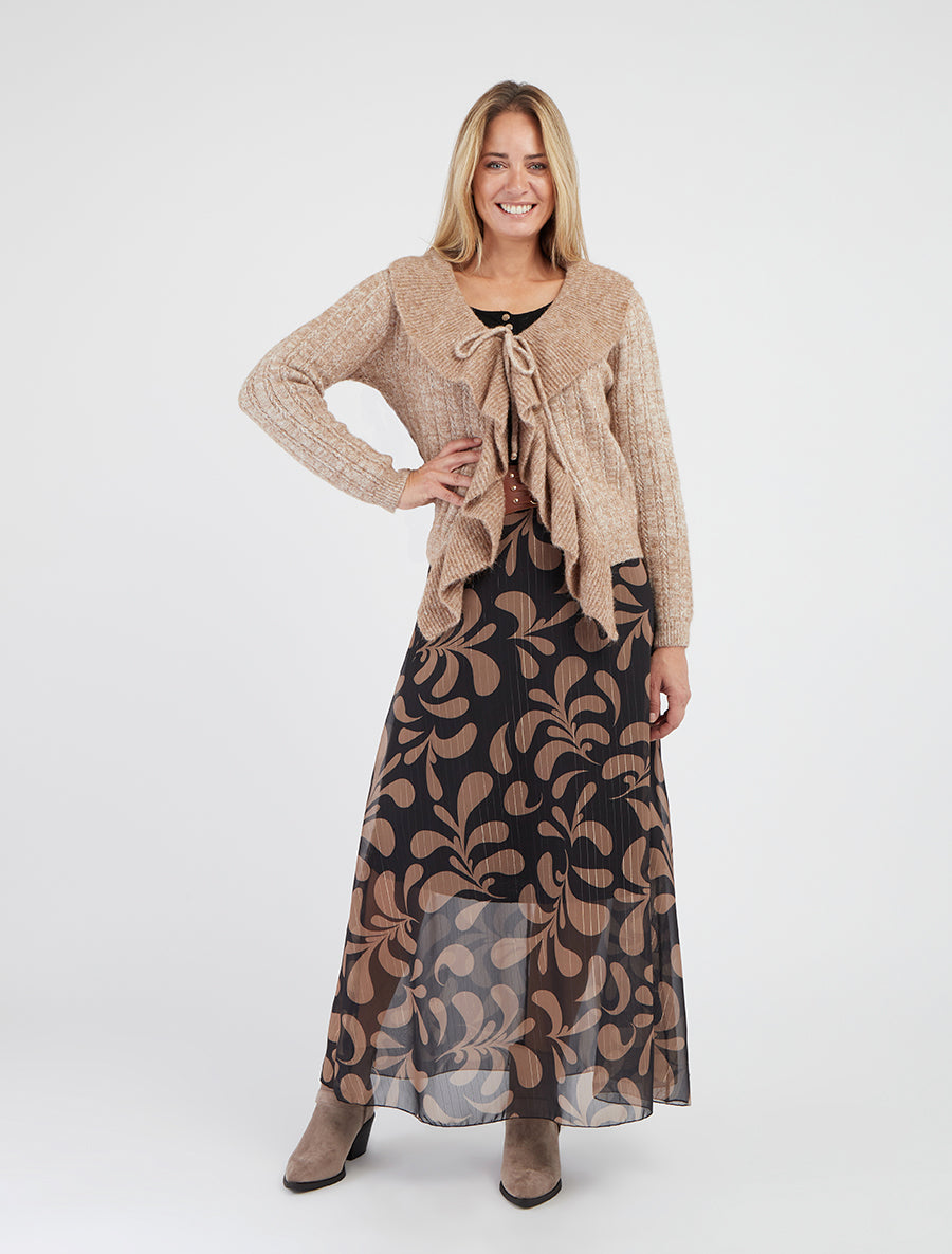 Gilet uni en maille - Camel - 8