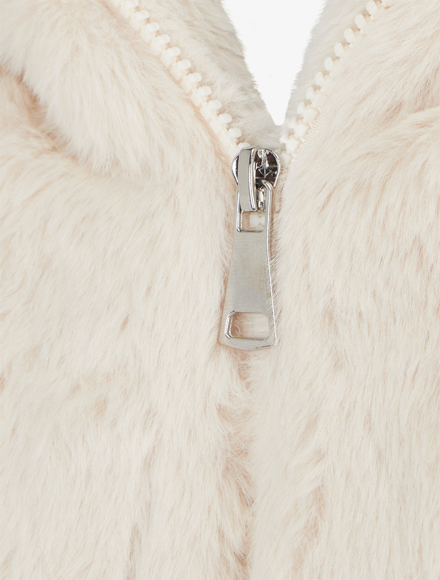 Manteau court en fourrure synthétique - Écru - 3