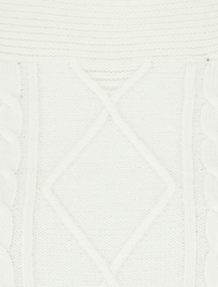 Pull droit à col bateau en maille fantaisie - Blanc - 3