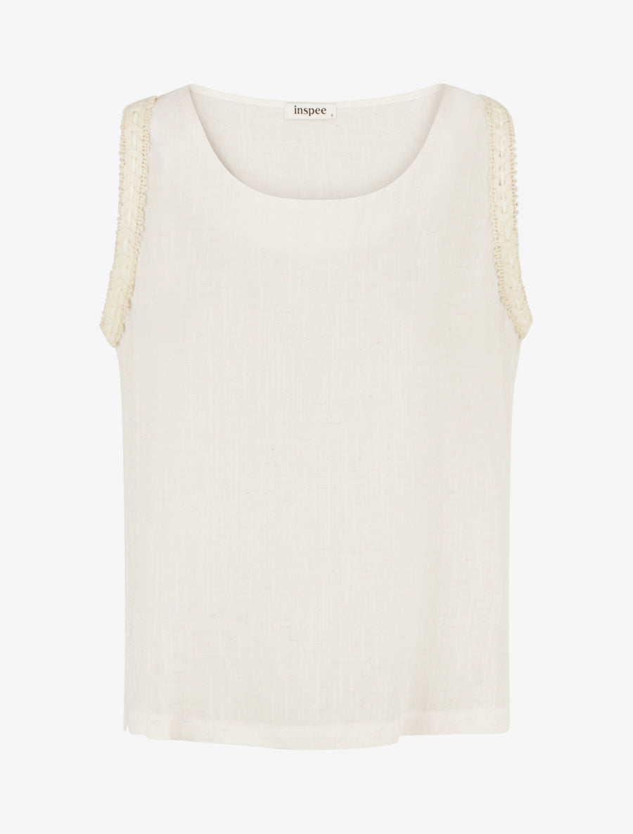 Top fluide uni sans manches - Crème - 1