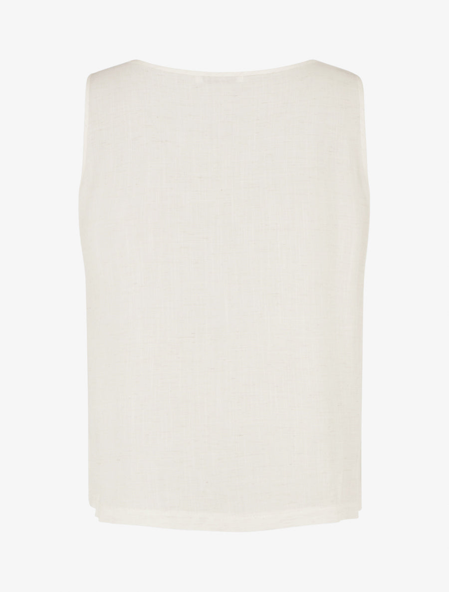 Top fluide uni sans manches - Crème - 2