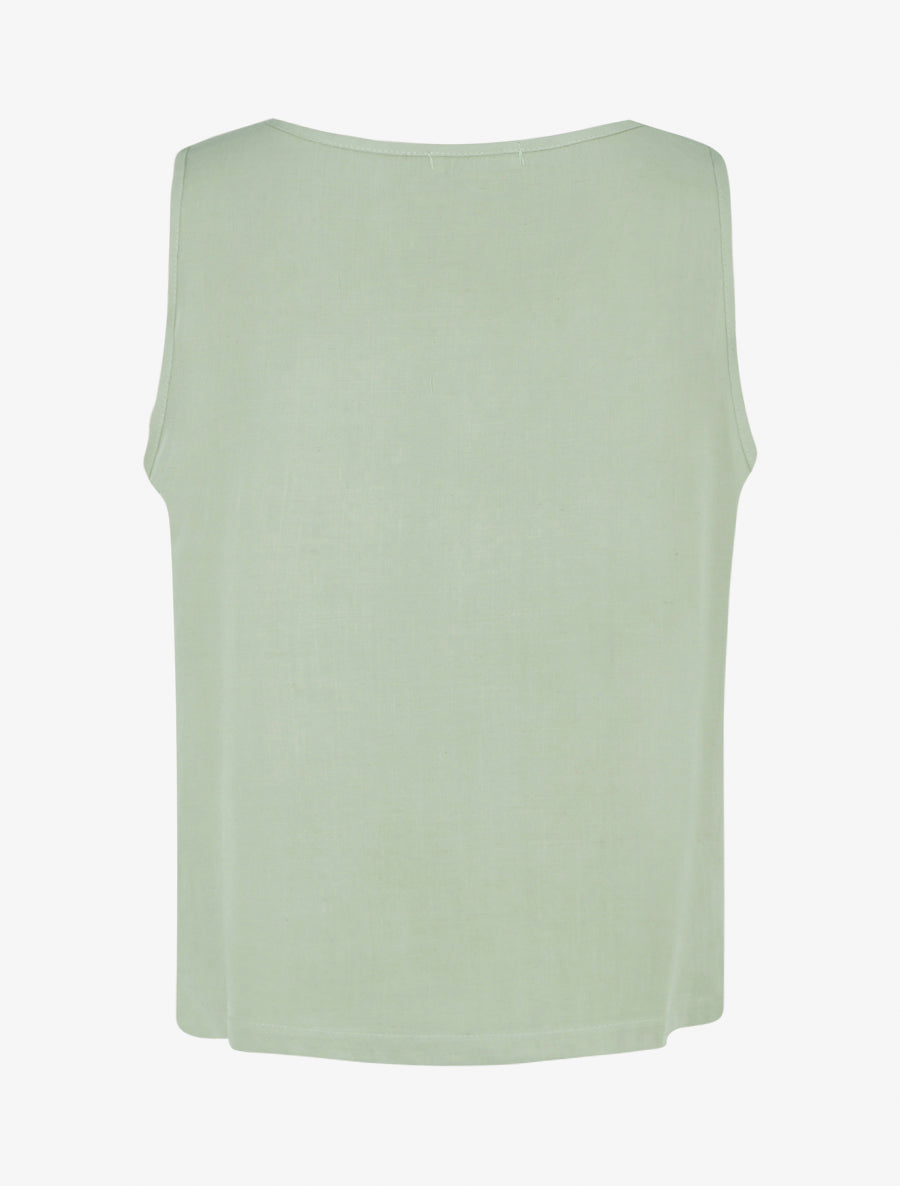 Top fluide uni sans manches - Vert amande - 2