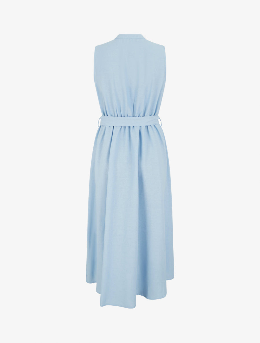 Robe longue unie effet lin - Bleu ciel - 2