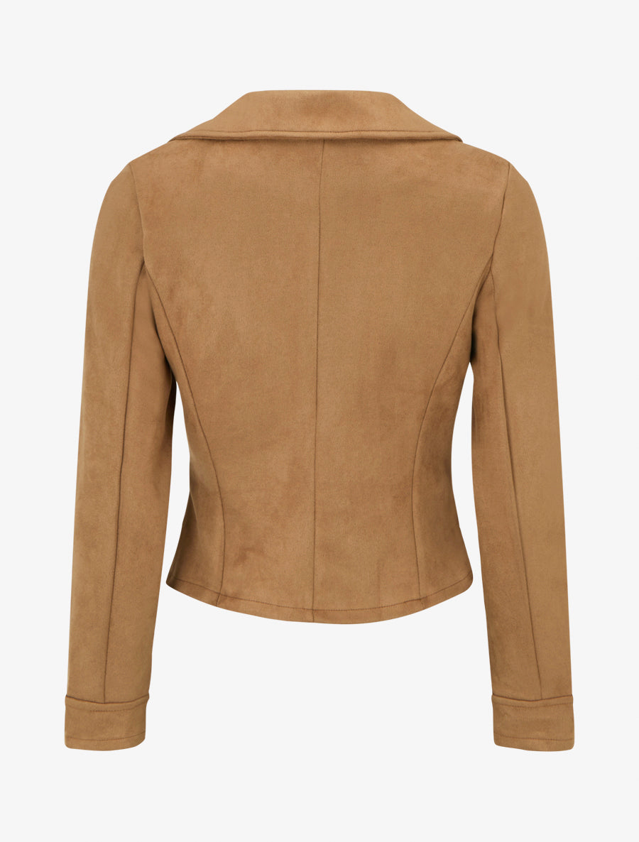 Jacke aus Wildlederimitat mit Reißverschluss - Kamel