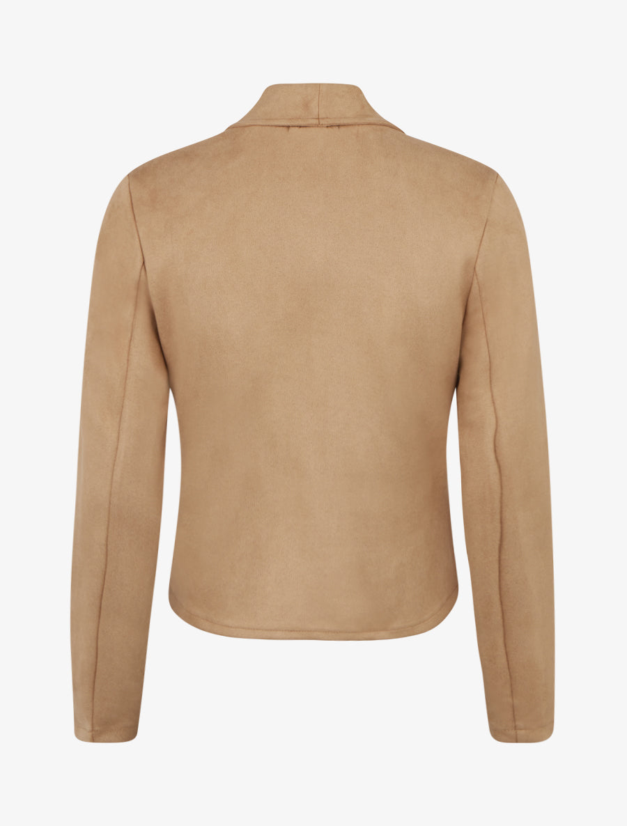Jacke aus Wildlederimitat mit Schalkragen - Helles Kamel