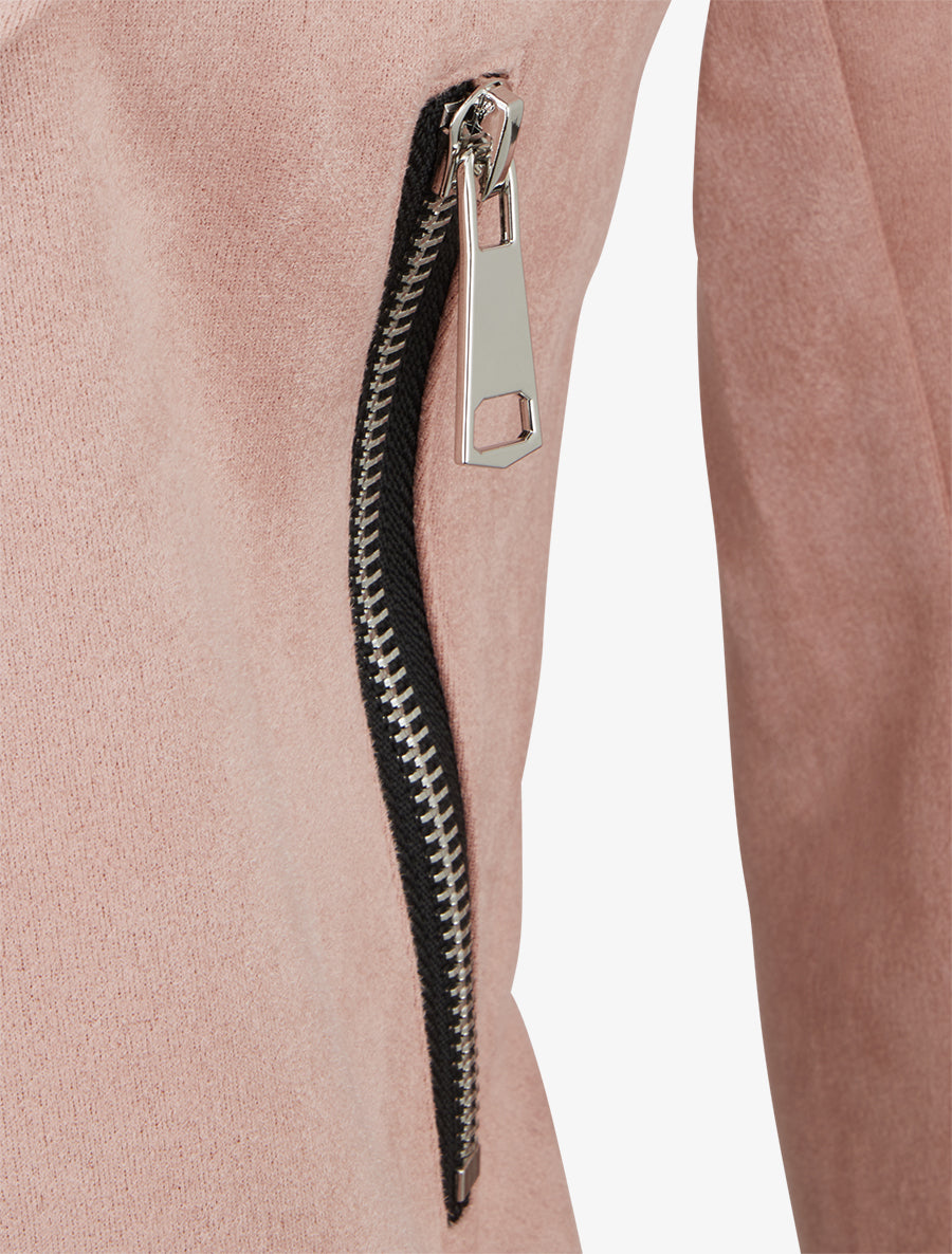 Jacke aus Wildlederimitat mit Schalkragen - Rose