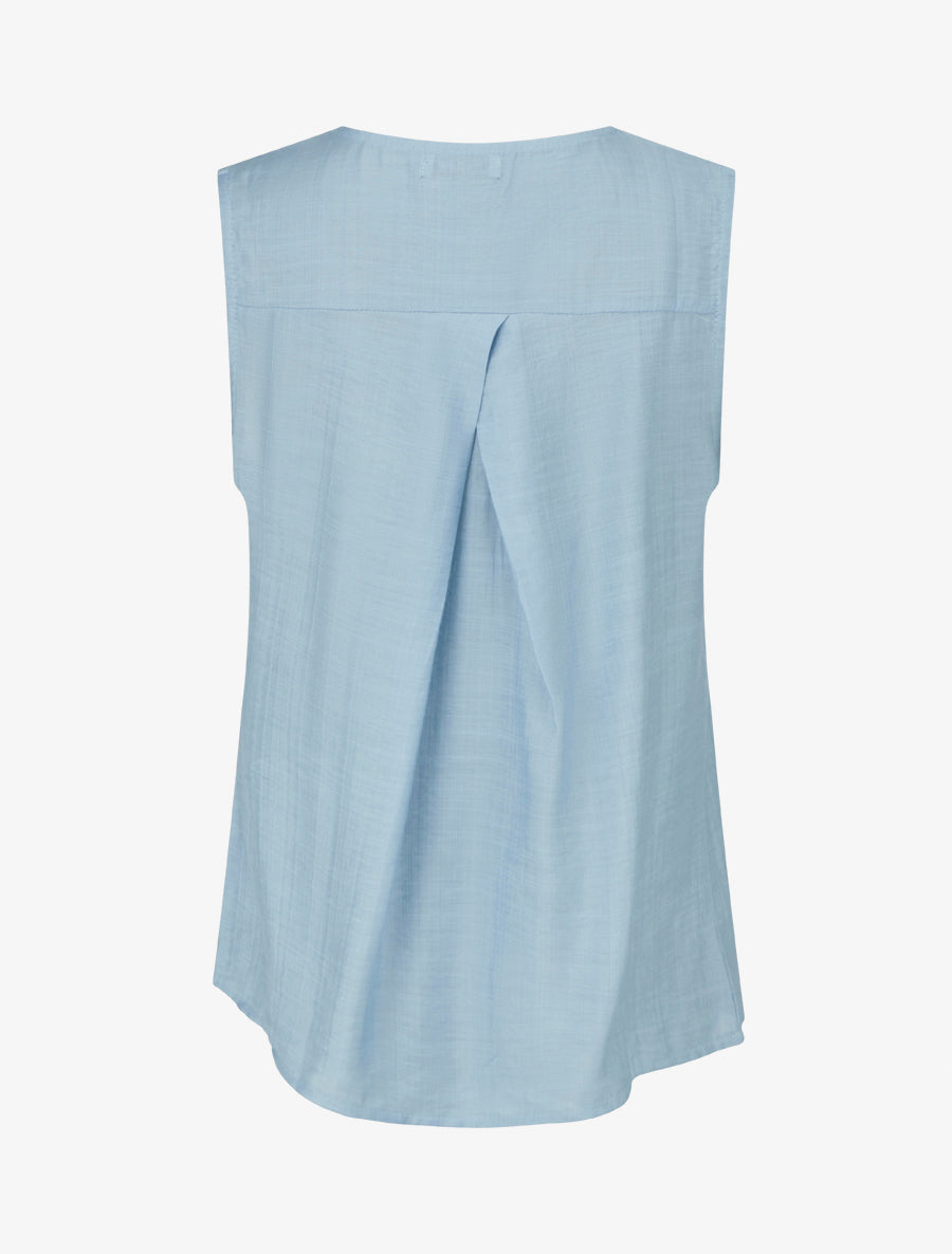 Top sans manches à col V boutonné - Bleu ciel - 2
