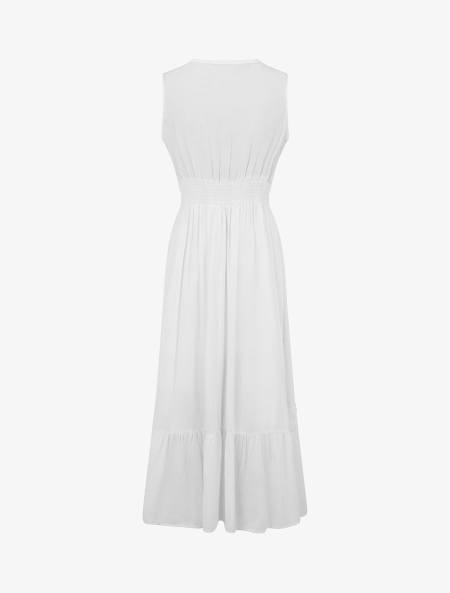 Robe sans manches à broderies - Blanc - 2