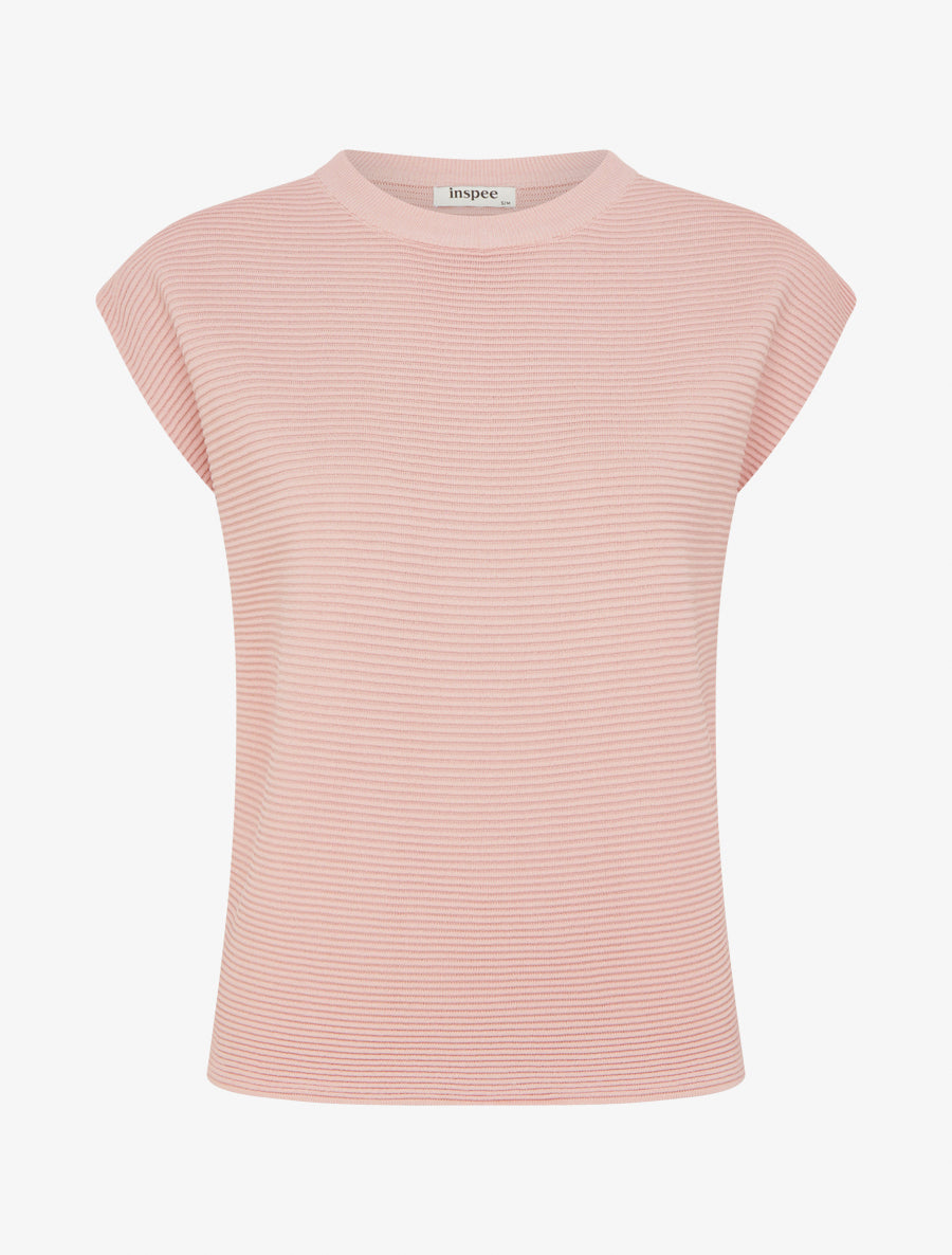 Top uni texturé à col rond - Rose - 1