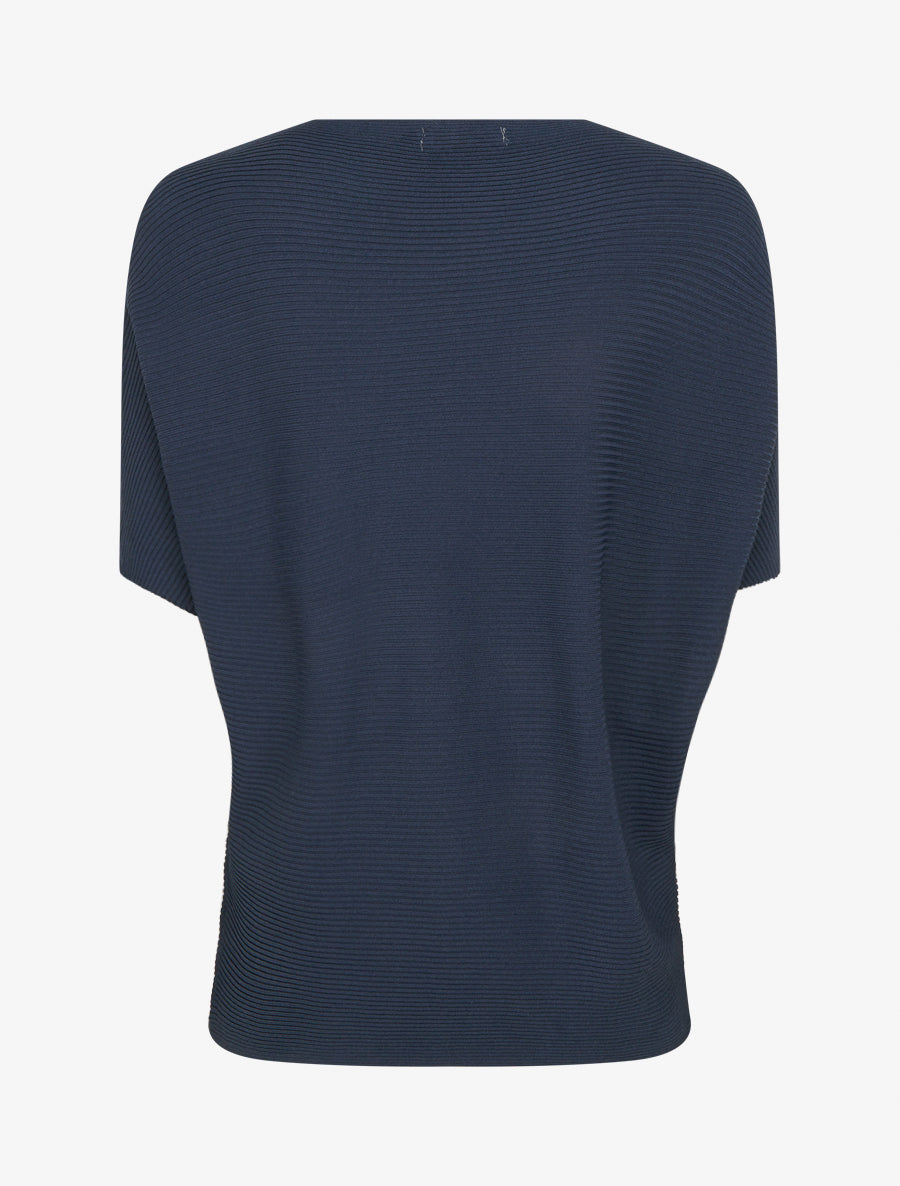 Top uni texturé à manches courtes - Marine - 2