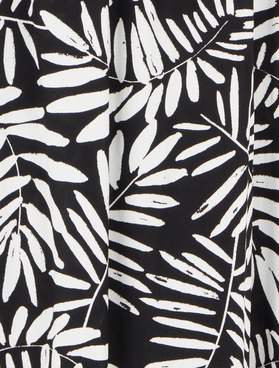 Jupe longue imprimé feuillages à taille élastiquée - Noir - 3