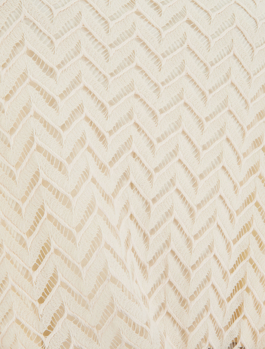 Top manches courtes en maille style chevron - Beige - 3