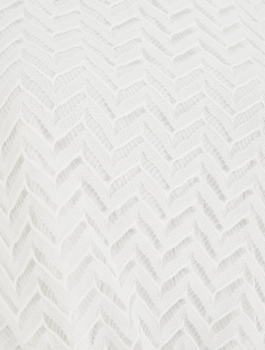Top manches courtes en maille style chevron - Blanc - 3