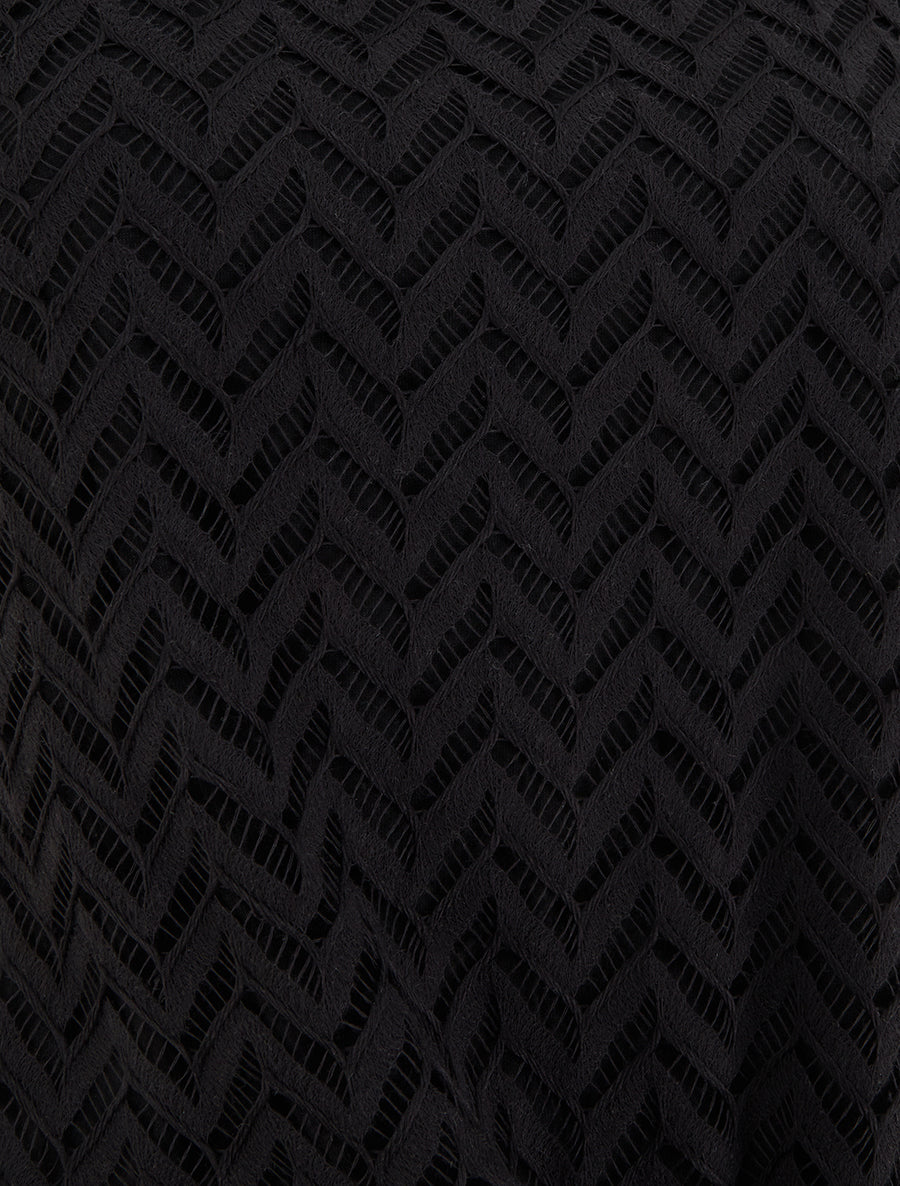 Top manches courtes en maille style chevron - Noir - 3